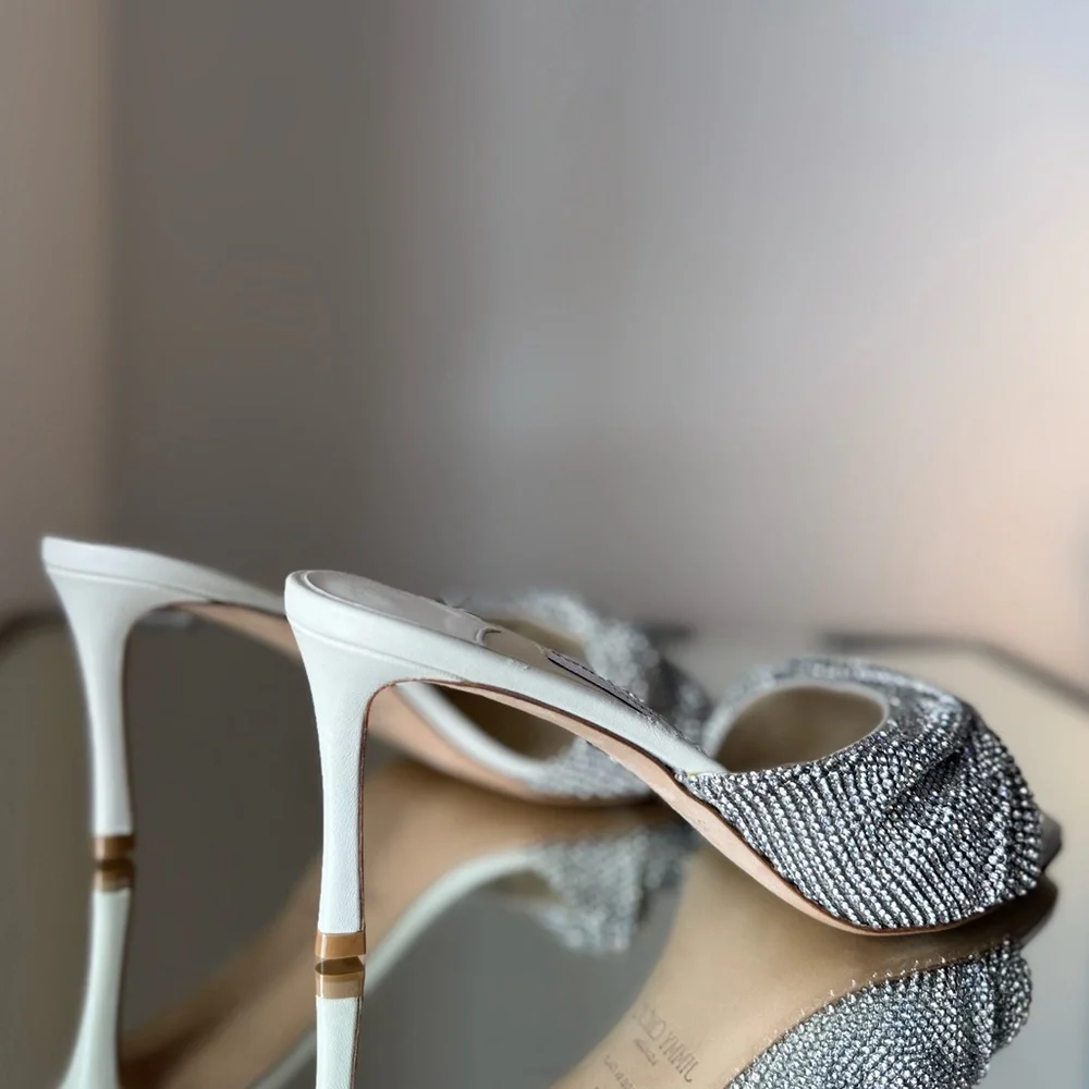 New Jimmy Choo Naria 75MM Crystal Embellished Mules $1,495 37 - Picture 9 of 14